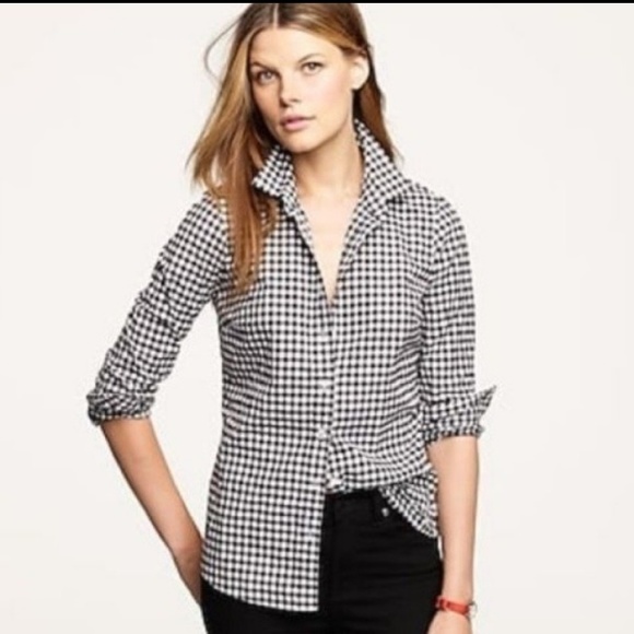 J. Crew Tops - J.Crew Gingham Perfect Shirt Button Down Plaid 2